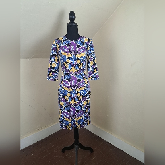 J. McLaughlin Catalyst Artist Garden Floral Print Catalina Cloth Dress Size XS - Picture 1 of 12
